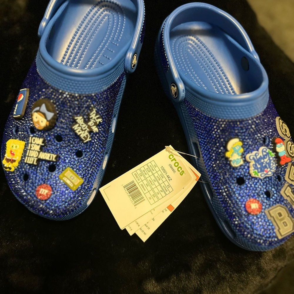 Crocs Blue Clogs with Fun Charms